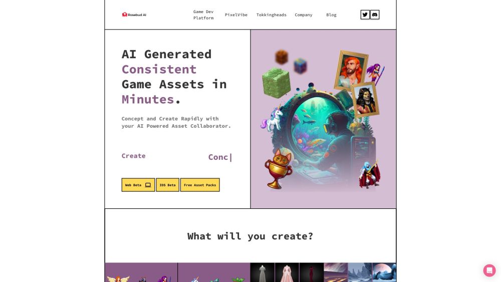 PixelVibe by Rosebud AI - Create game assets using AI Tools.